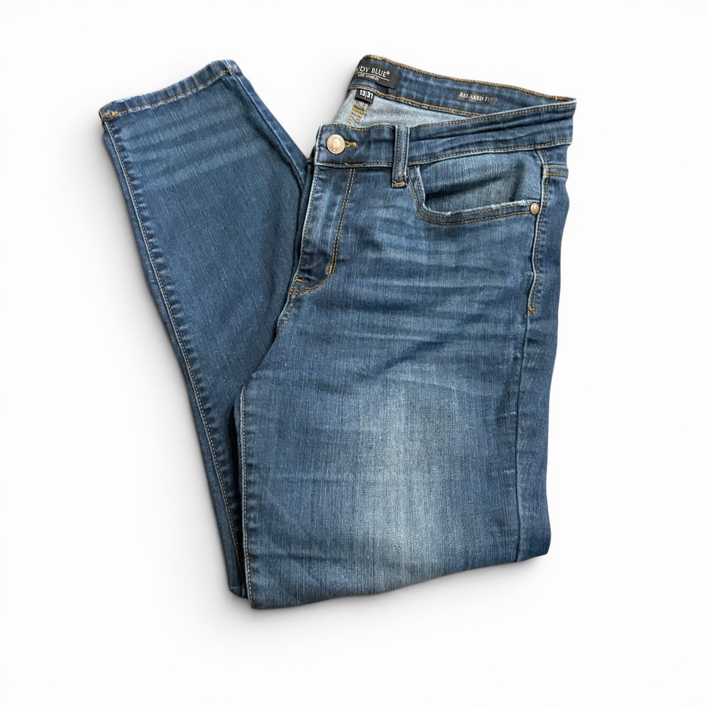 Judy Blue Relaxed Fit Jeans Womens 13/31 Med Wash Stretch Denim Straight Skinny